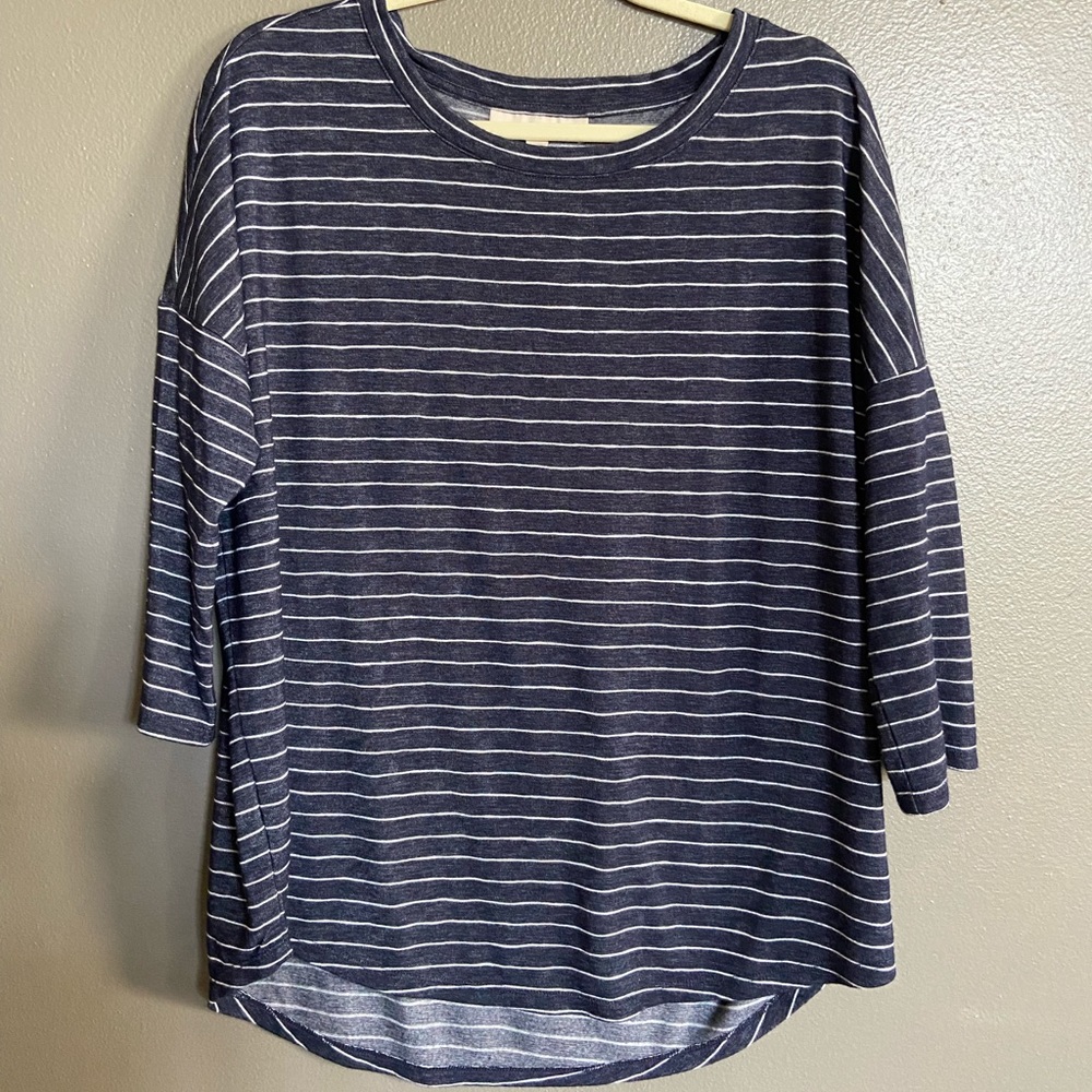 LOFT navy and white top